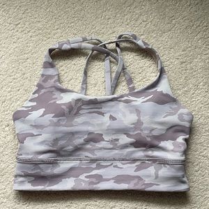 Lululemon Energy longline pink camo sports bra